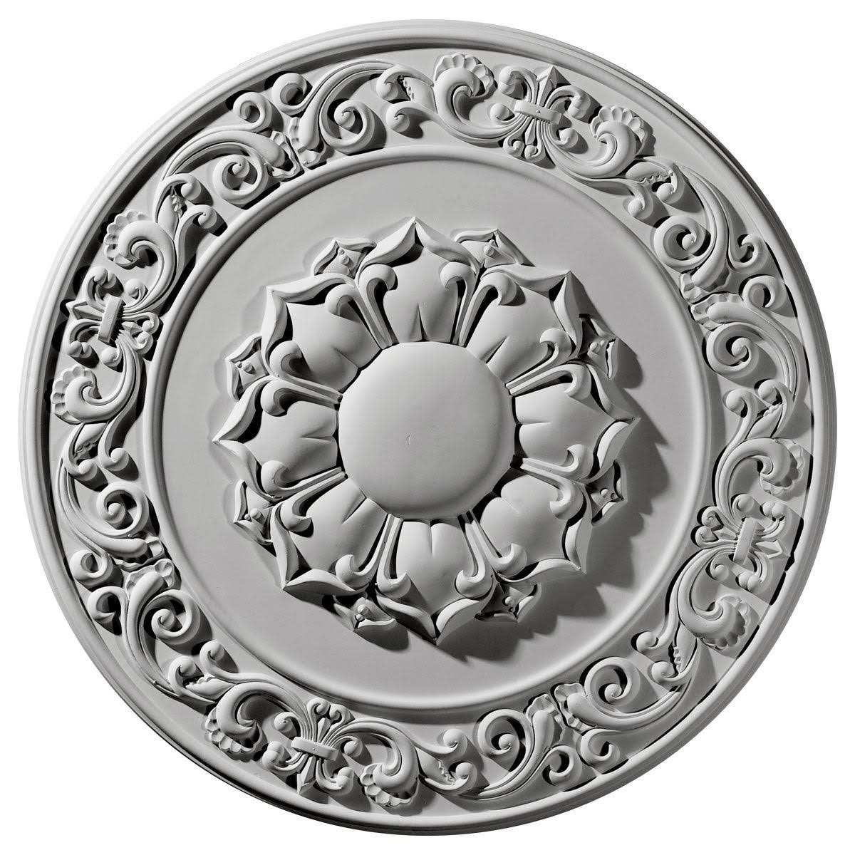 27 3/4x22OD x 2x22P Hand-Painted Silver Ceiling Medallion U95357