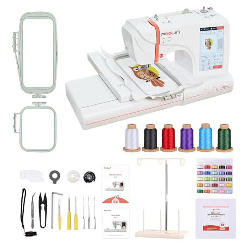 4 x 9.25 Inch Large Hoop Computerized Embroidery Machine with 7 Inch LCD Color Touchscreen Q327