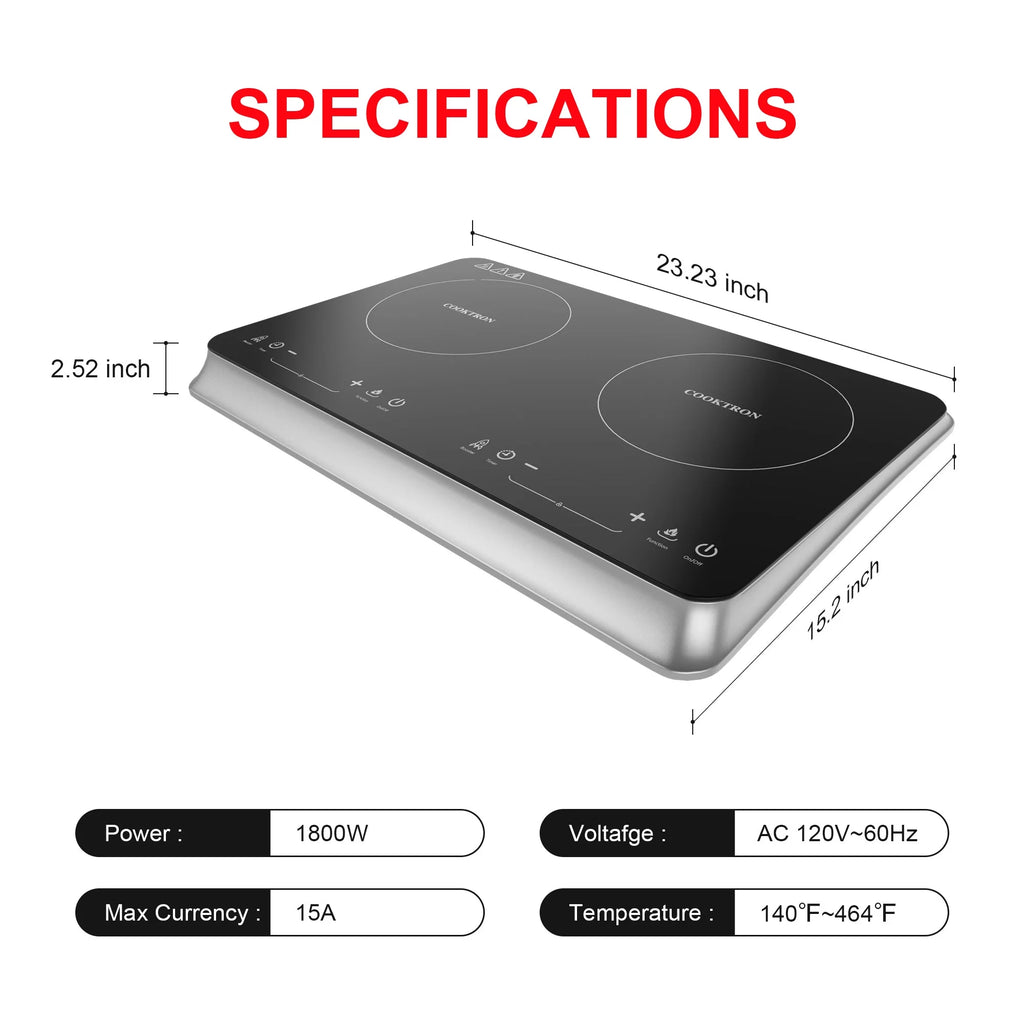 1800W Double Burner Electric Induction Cooktop S421