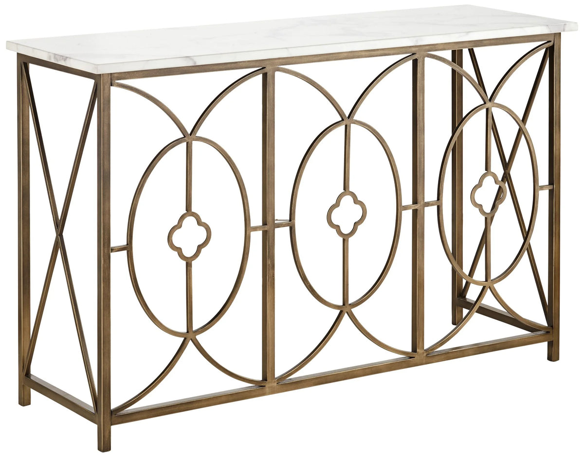 Gold White Marble Tabletop Metal Console Table A2544