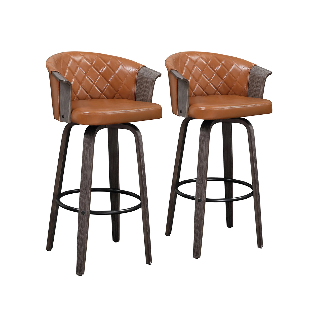 Set of 2 Faux Leather Swivel Bar Stools S751