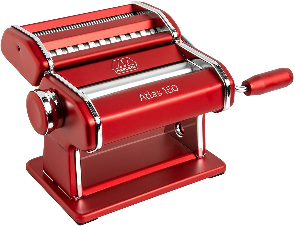Red Pasta Machine with Pasta Cutter and Hand Crank U919265