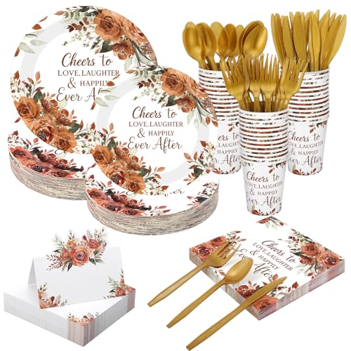 410 Pcs Terracotta Paper Plates and Napkins Set Disposable Party Tableware R4609