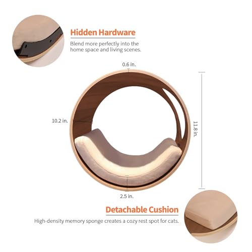 Oak Round Cat Wall Shelves with Cushion M9739