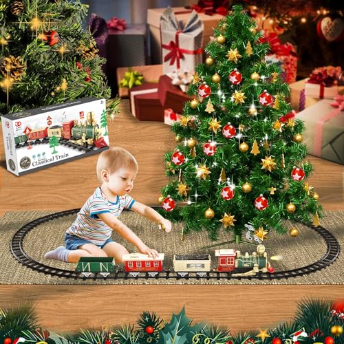 Christmas Train Set with Lights, Sounds, 3 Cars & 10 Tracks W330527