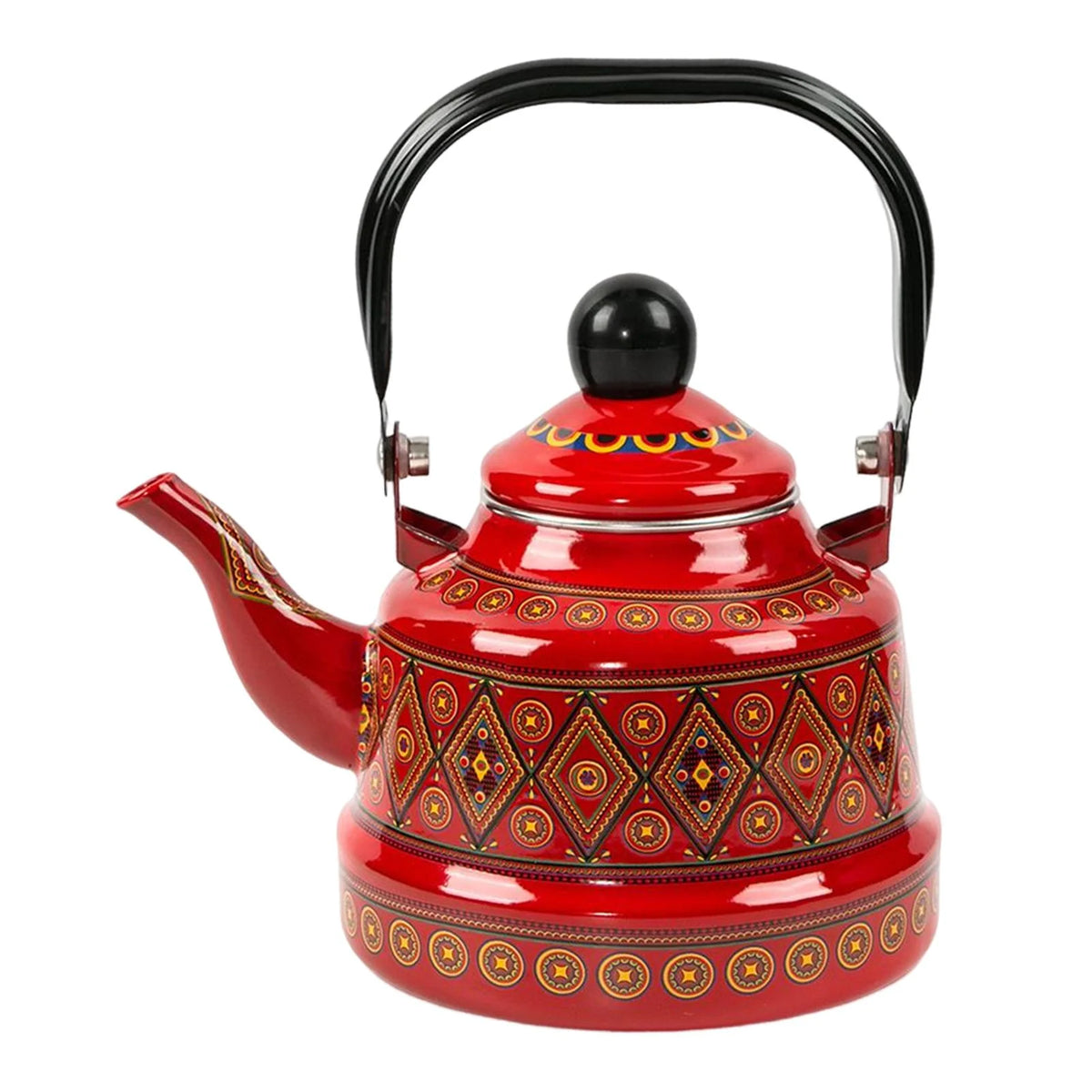 Red Enameled Tea Kettle J6084