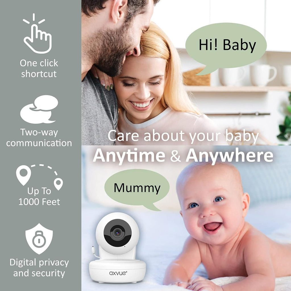 Baby Monitor with Remote Pan-Tilt-Zoom Camera, 4.3” Screen, Night Vision, Talk Back, Room Temperature, Lullabies, 1000ft Range P661889