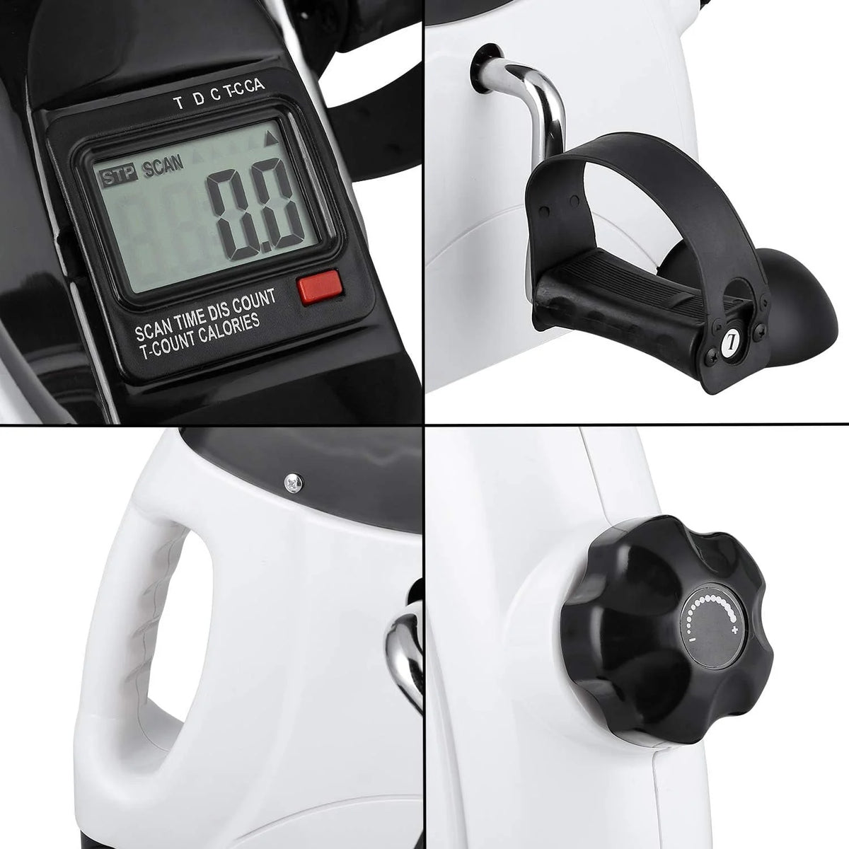 White Portable Under Desk Exercise Bike with LCD Screen V6941