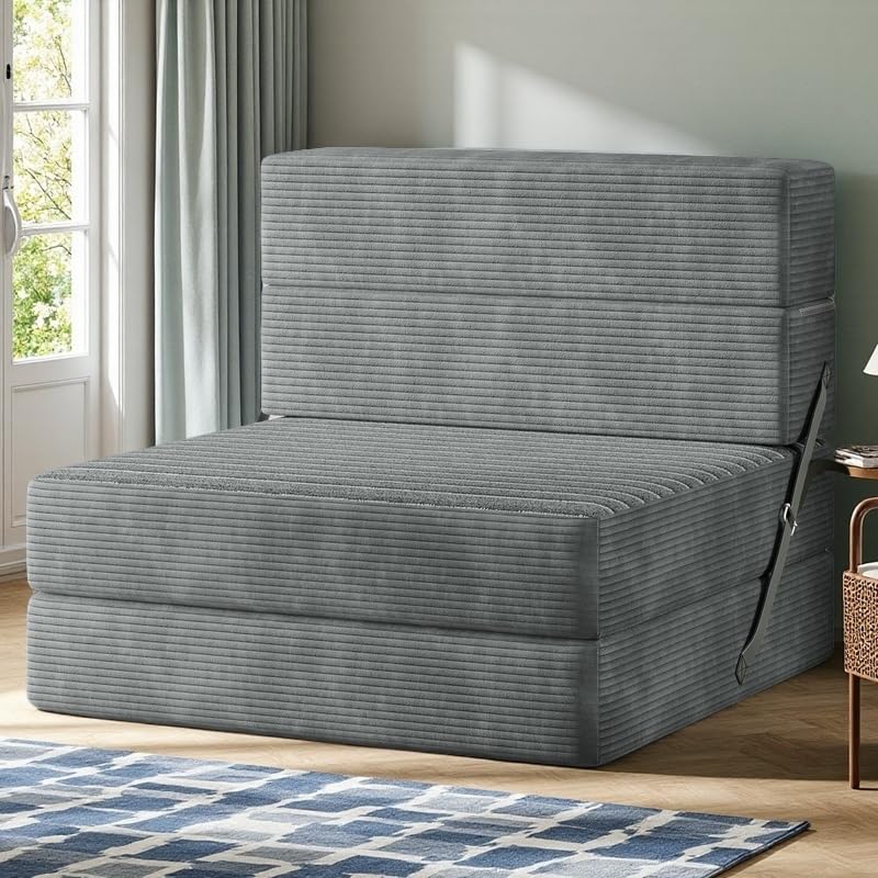 Grey Corduroy Convertible Sofa Bed C60055