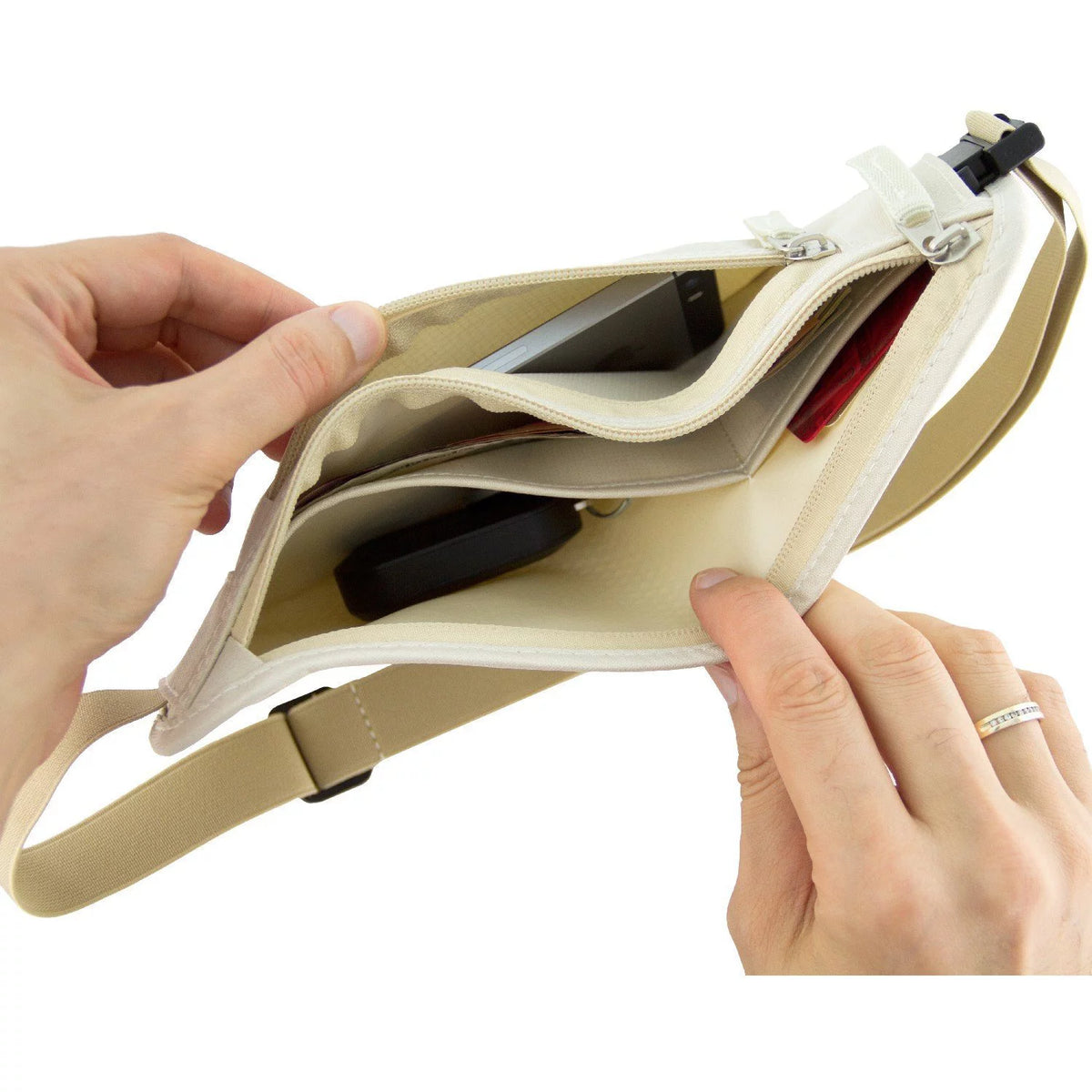 RFID Blocking Beige Money Belt Waist Pack B31373