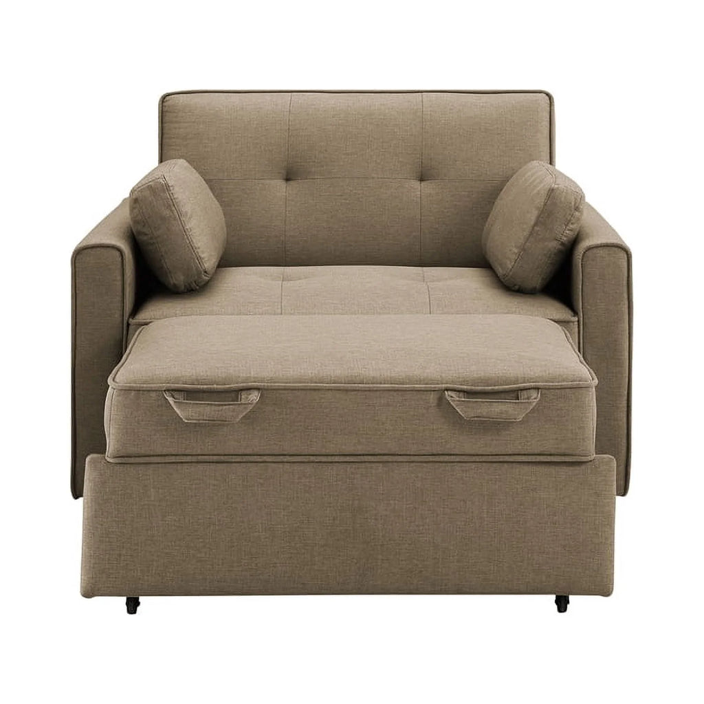 Twin Convertible Sleeper Tan Brown Fabric Z18315