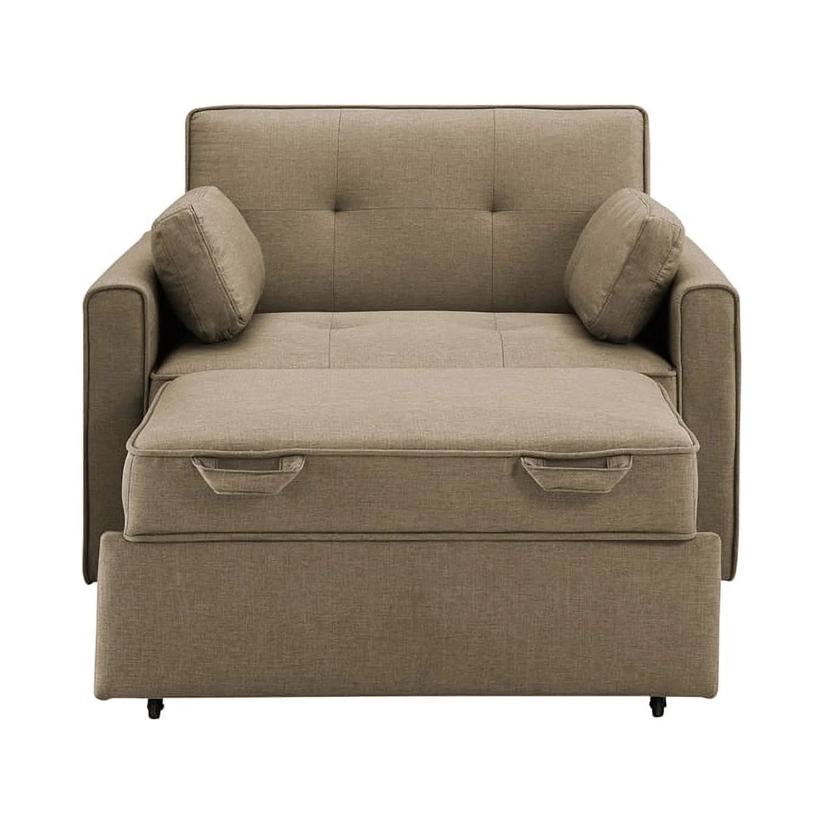 Twin Convertible Sleeper Tan Brown Fabric Z18315