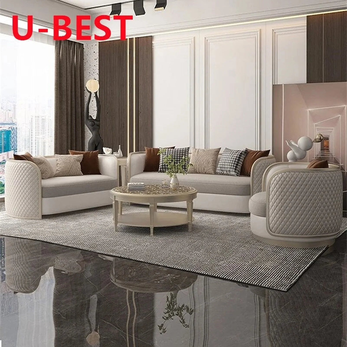 3 Seat Sofa Cum Bed Wooden Curved Couch Z31556