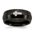 Black IP-plated Diamond Cross Ring Size 12 H741