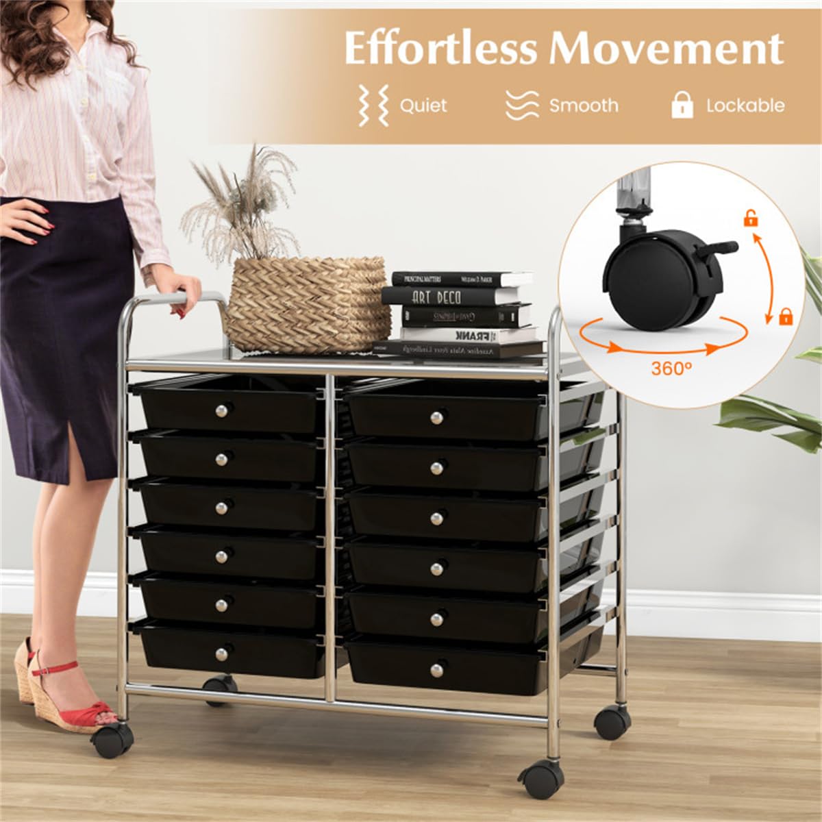 12 Drawer Rolling Storage Cart with Wheels O56942