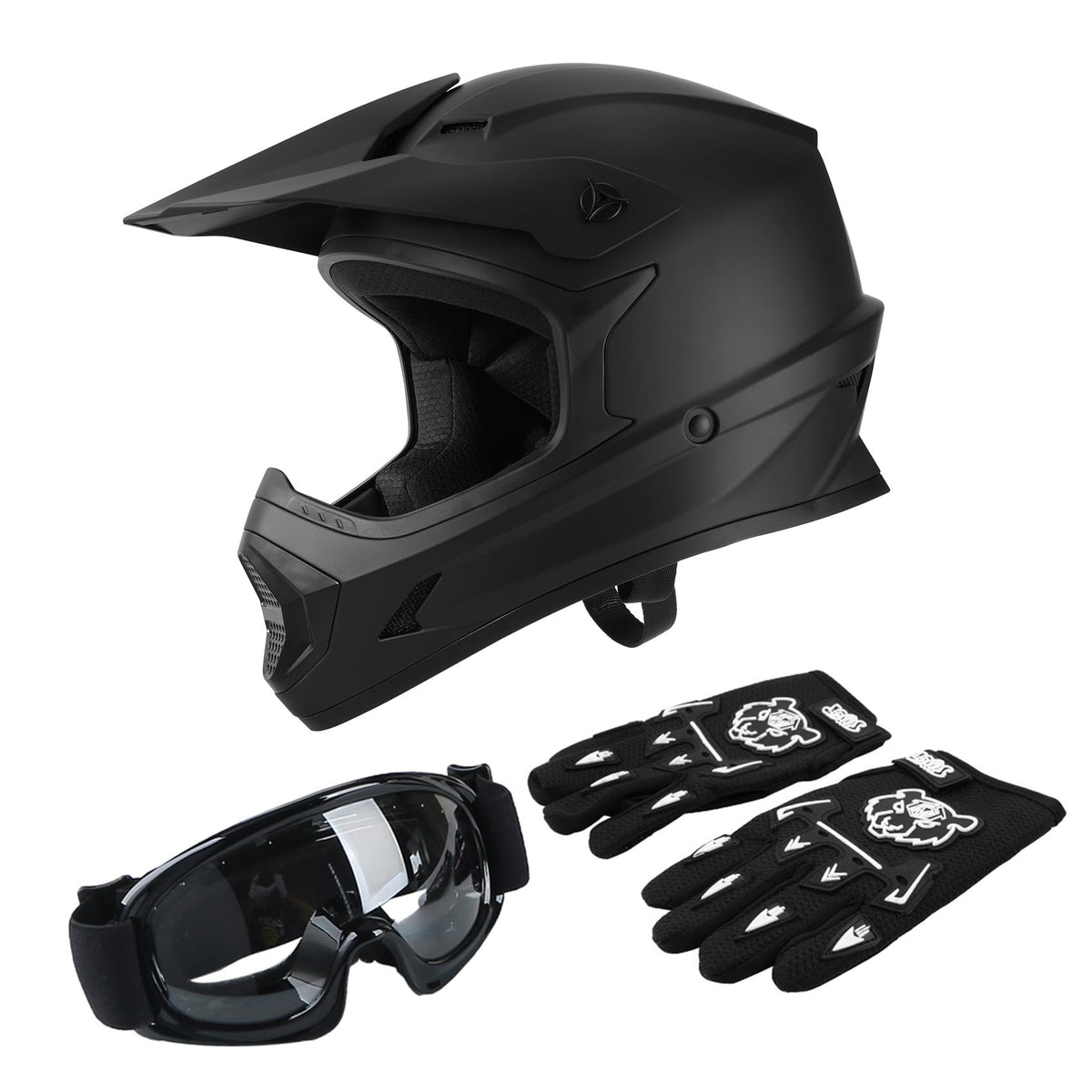 Black Youth Kids Full Face Motocross Helmet M33586
