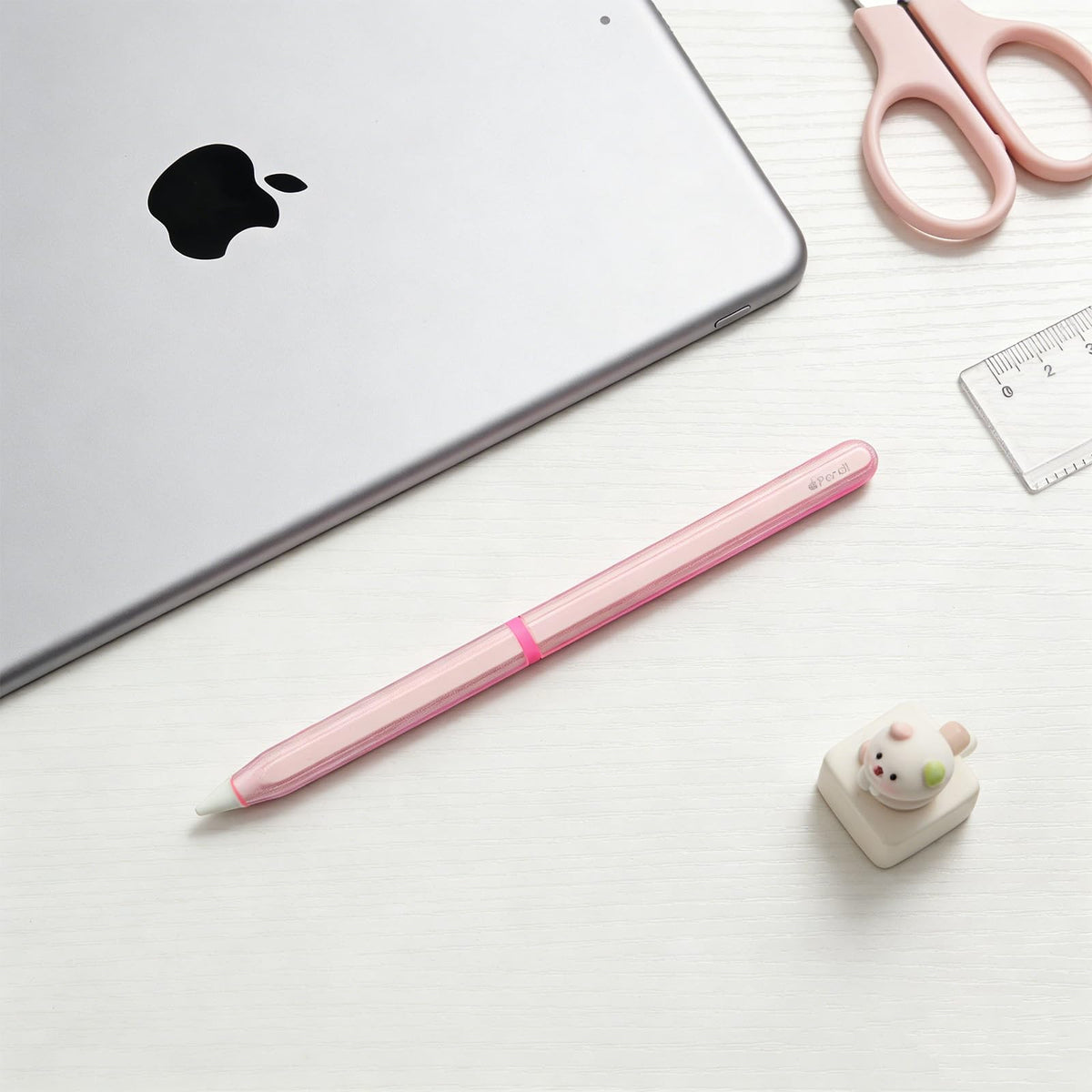 Pink Protective Pencil Case with 2 Silicone Tip Covers Y404