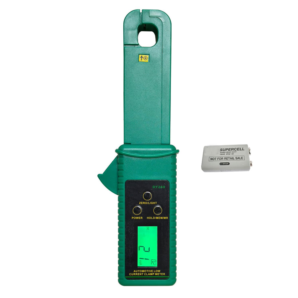 AC/DC Clamp-On Ammeter with 1mA Resolution, 60A Range, Data Hold & Backlight G599
