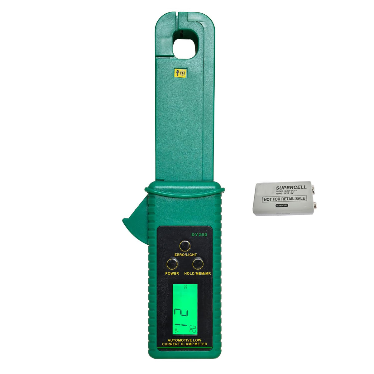 AC/DC Clamp-On Ammeter with 1mA Resolution, 60A Range, Data Hold & Backlight G599