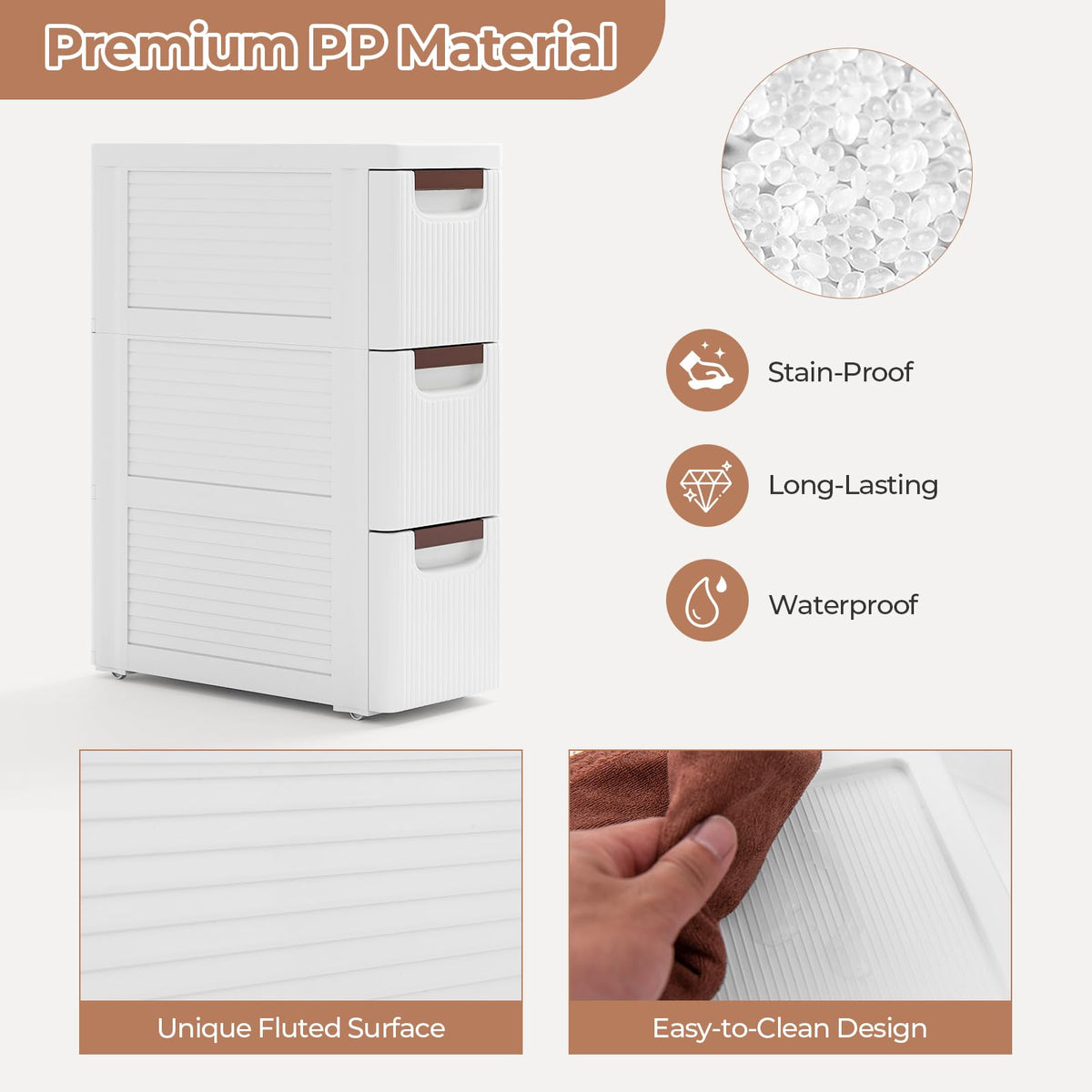 White 3 Drawer Narrow Storage Cabinet I300584