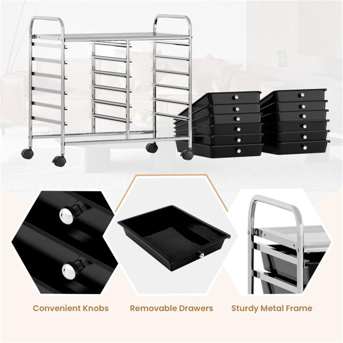 12 Drawer Rolling Storage Cart with Wheels O56942