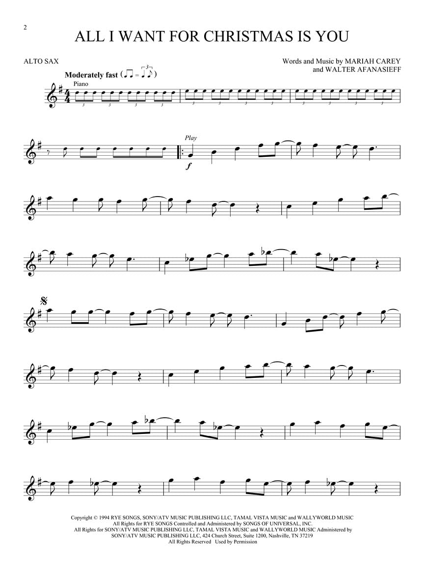 Alto Sax Sheet Music Songbook U8970