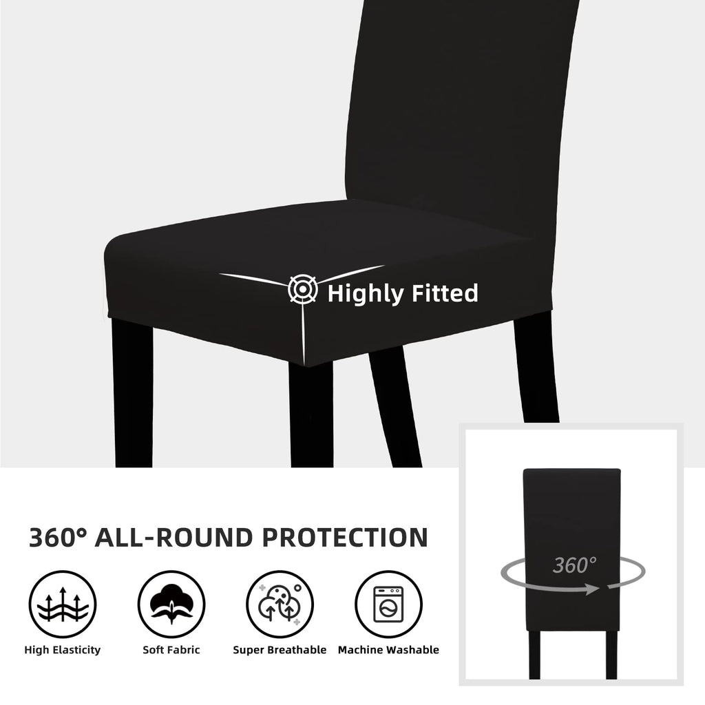 Black Stretch Dining Room Chair Slipcovers Set of 4 X7112