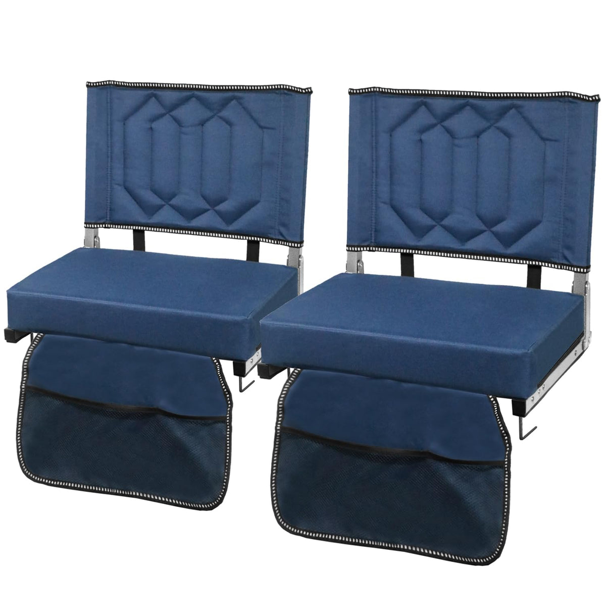 Portable Folding Stadium Seats with Back Support and Cushion, Navy, 2Pack M5239