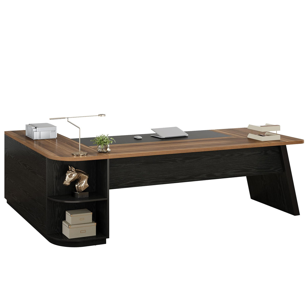 79" L-Shaped Executive Desk with Cabinet W5476