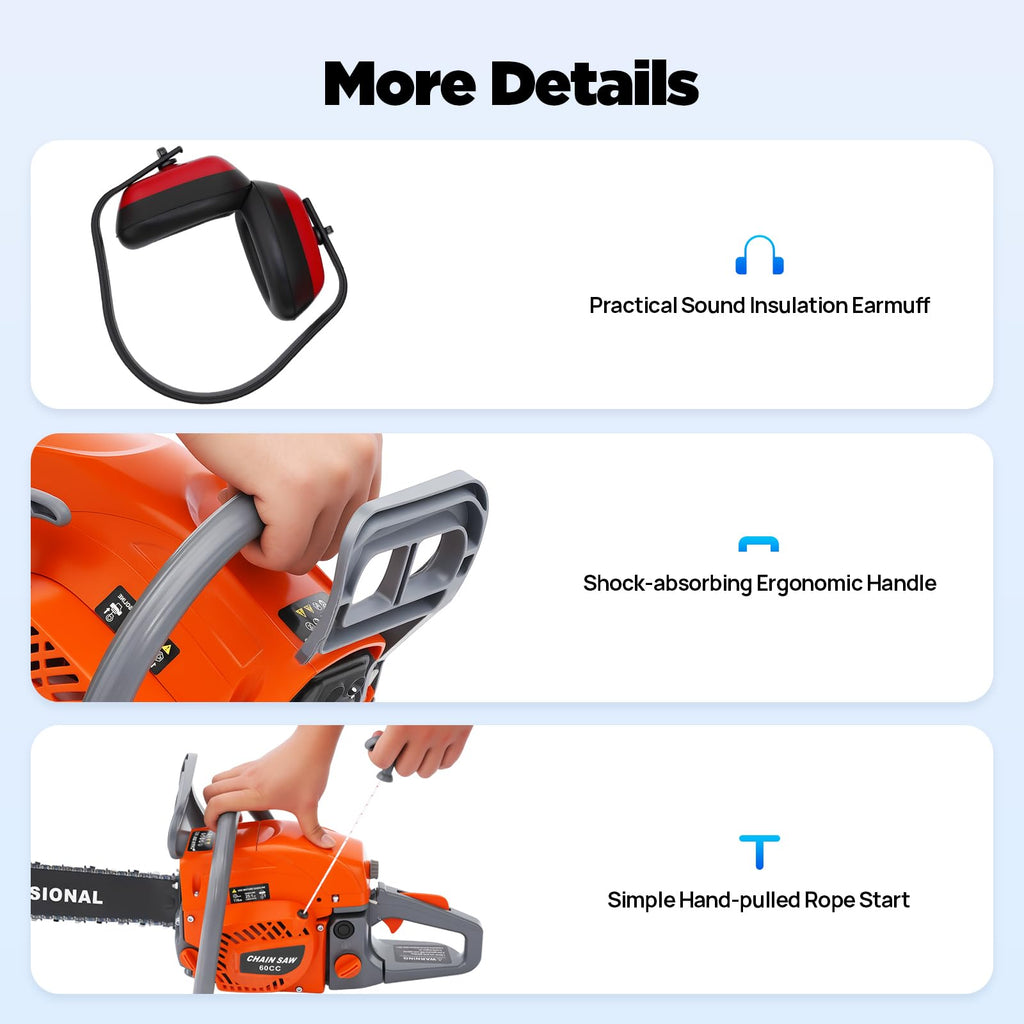 22 Inch 60CC Gas Chainsaw T66613