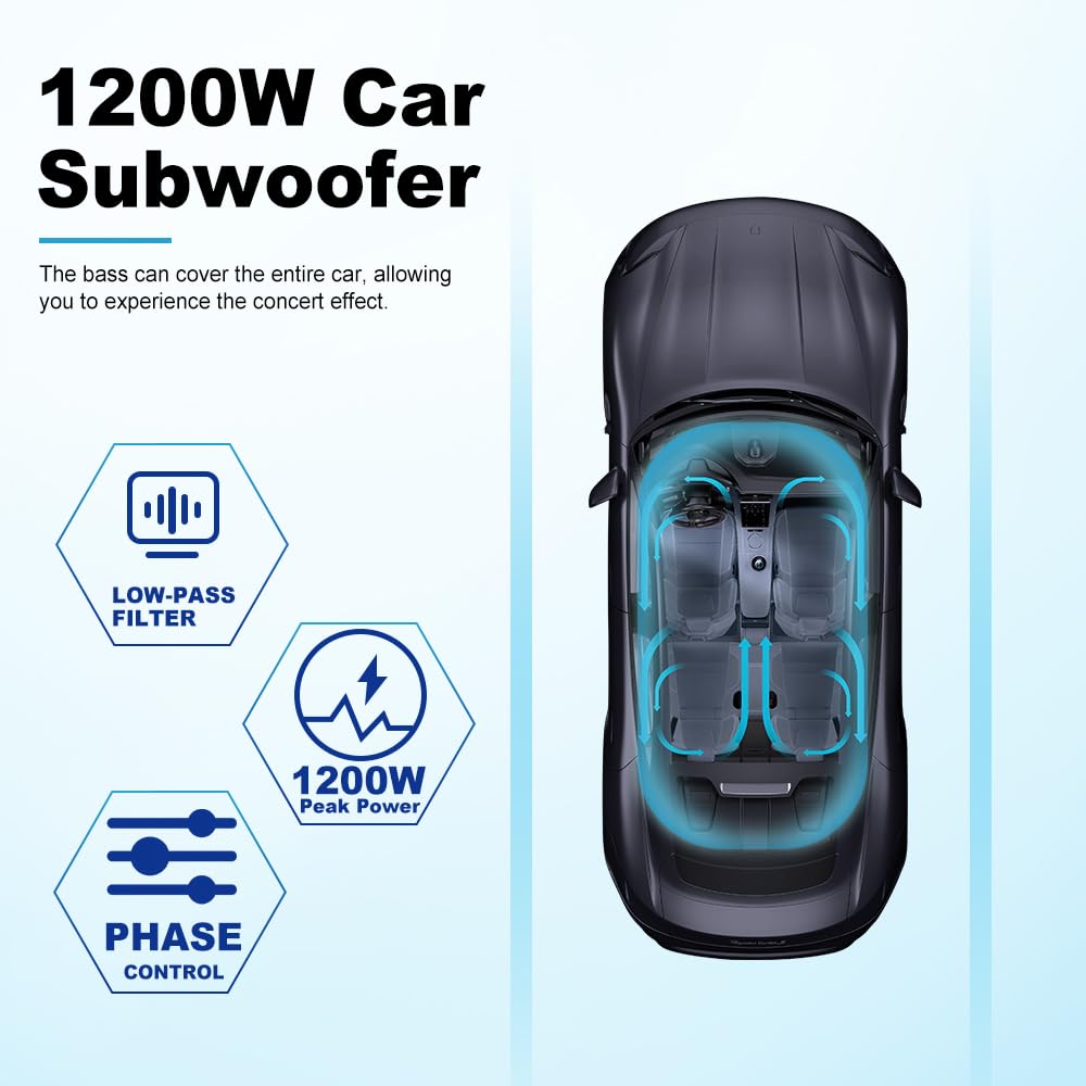 1200W 10 Inch Slim Under Seat Car Subwoofer C1151