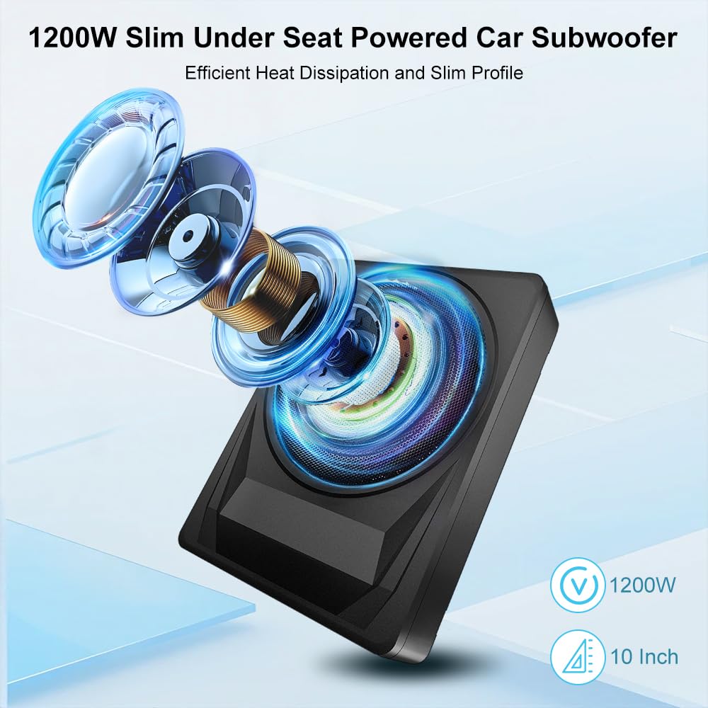 1200W 10 Inch Slim Under Seat Car Subwoofer C1151