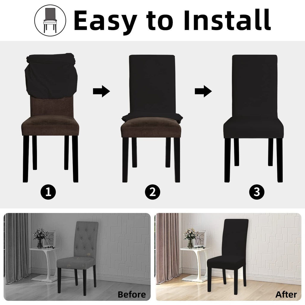 Black Stretch Dining Room Chair Slipcovers Set of 4 X7112