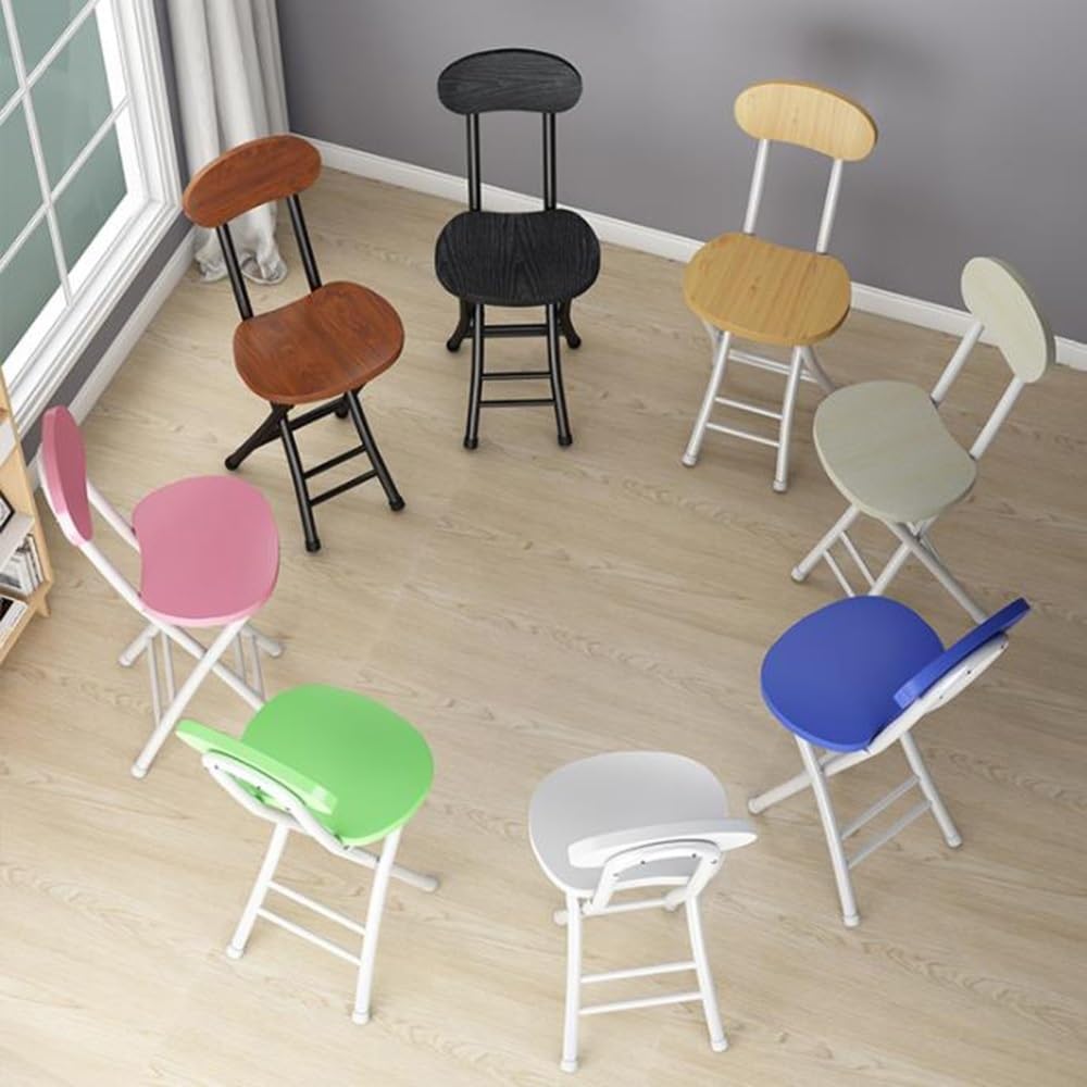 18" Black Foldable Counter Height Bar Stools with Backrest E384640