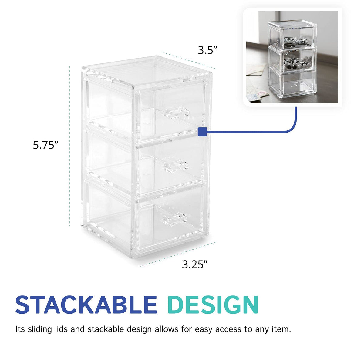 Clear Stackable 3-Drawer Acrylic Organizer M463026