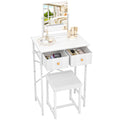 White Compact Vanity Desk with Mirror and Chair L31614