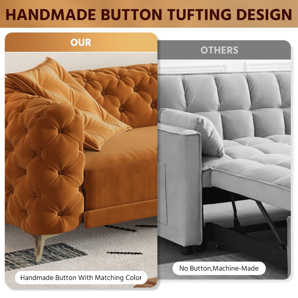 Velvet Pull Out Sofa Bed King with Ottoman M26632