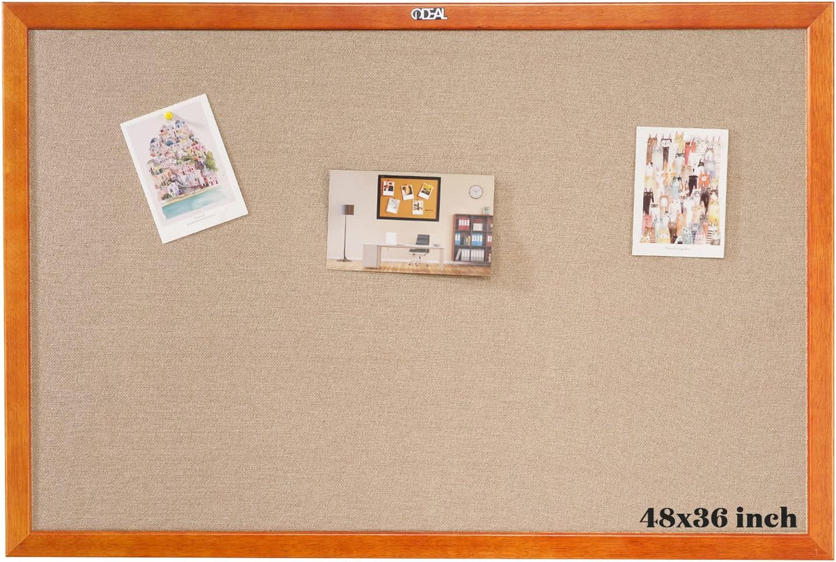 100% Wood Framed Canvas Wall Mounted Bulletin Board 48x36'' H976888