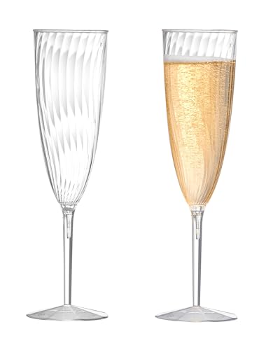 24Pcs 6 Oz Clear Plastic Champagne Flutes A3935