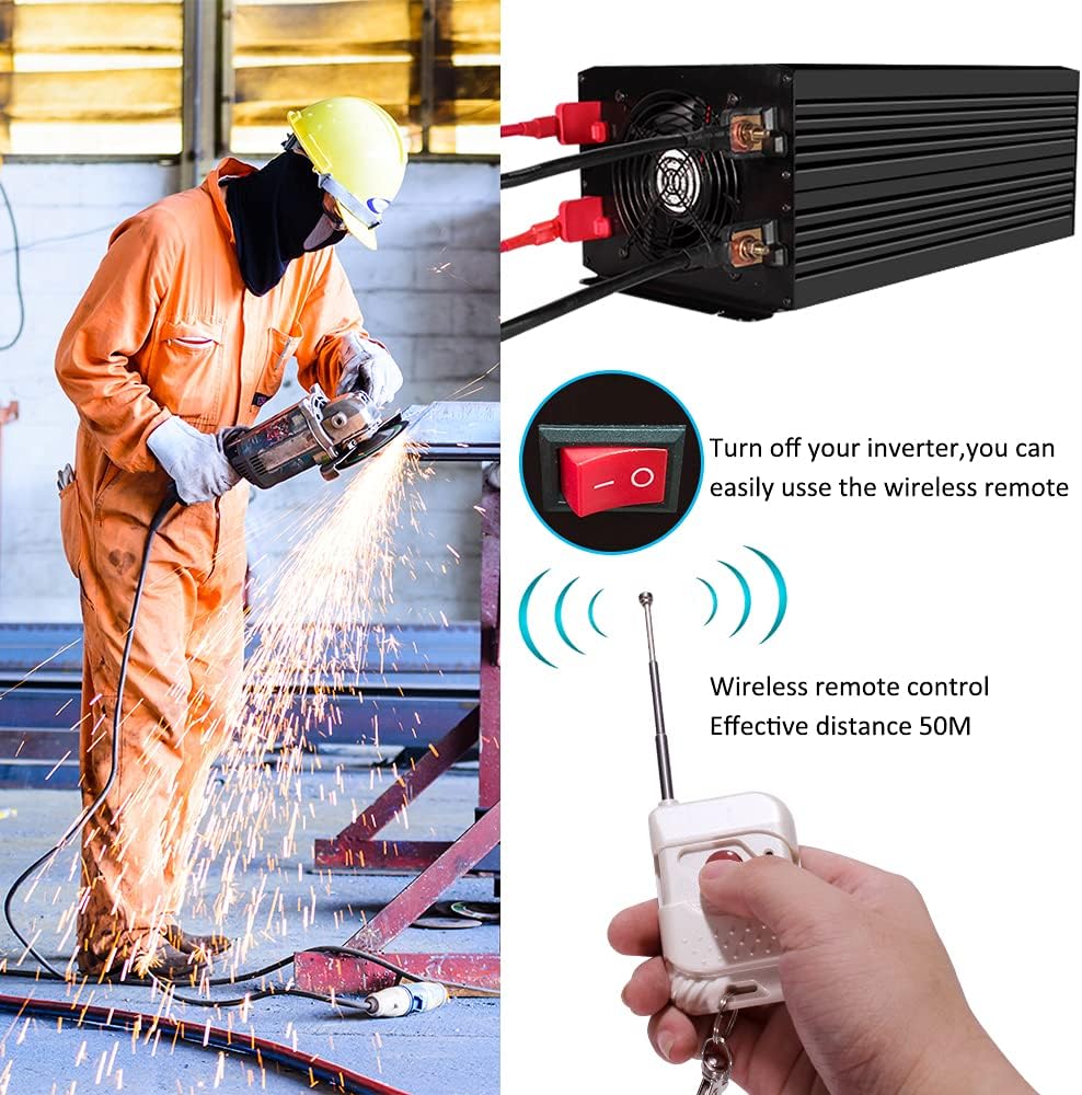 1500 Watt Pure Sine Wave Power Inverter 24v DC to 110/120v AC 60HZ with 4 AC and 1 USB Output O68773