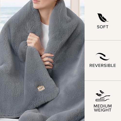 Charcoal Dark Grey 50-inch x 70-inch Faux Fur Throw Blanket B48413