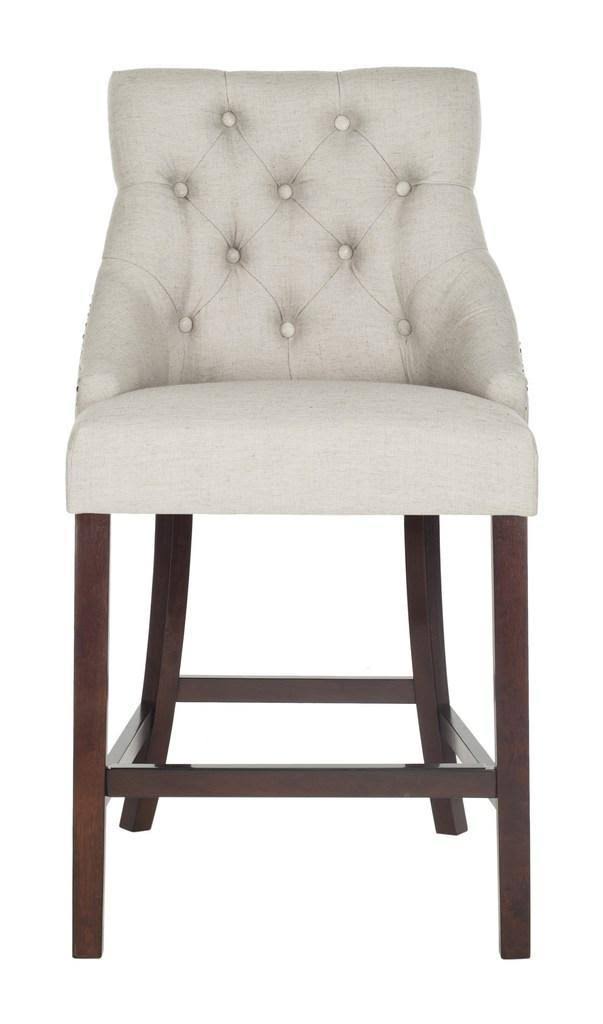 Light Grey Tufted Wing Back Counter Stool U44698