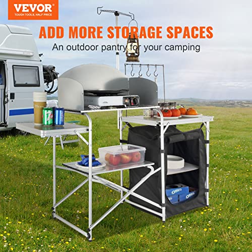 Brown Aluminum Folding Camping Kitchen Table with Storage Carrying Bag P14924