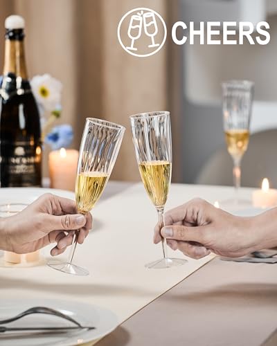 24Pcs 6 Oz Clear Plastic Champagne Flutes A3935