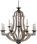 12-Light Weathered Pine Candle Chandelier A38720