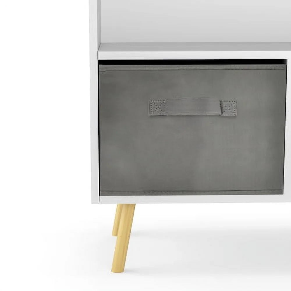 White Toy Storage Cabinet with Fabric Drawers R724