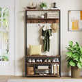 Industrial Coat Rack with Bench and Shoe Rack Q22209