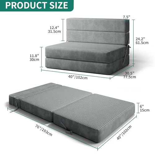 Grey Corduroy Convertible Sofa Bed C60055