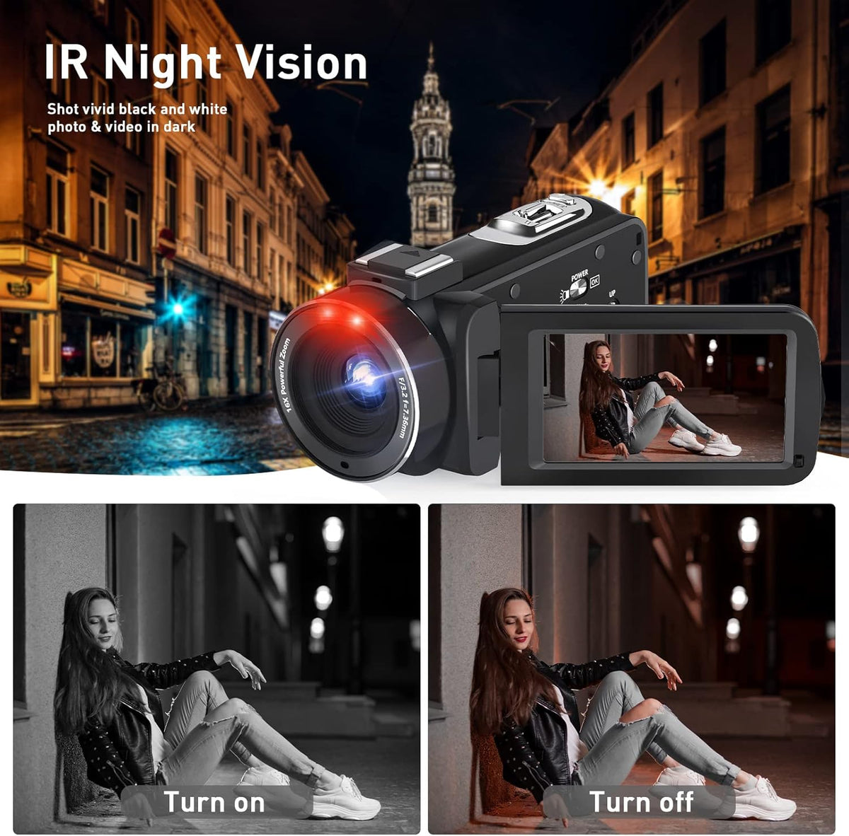 2.7K 30FPS 36MP 16X Vlogging Camera with Flip Screen and Two Batteries J7955