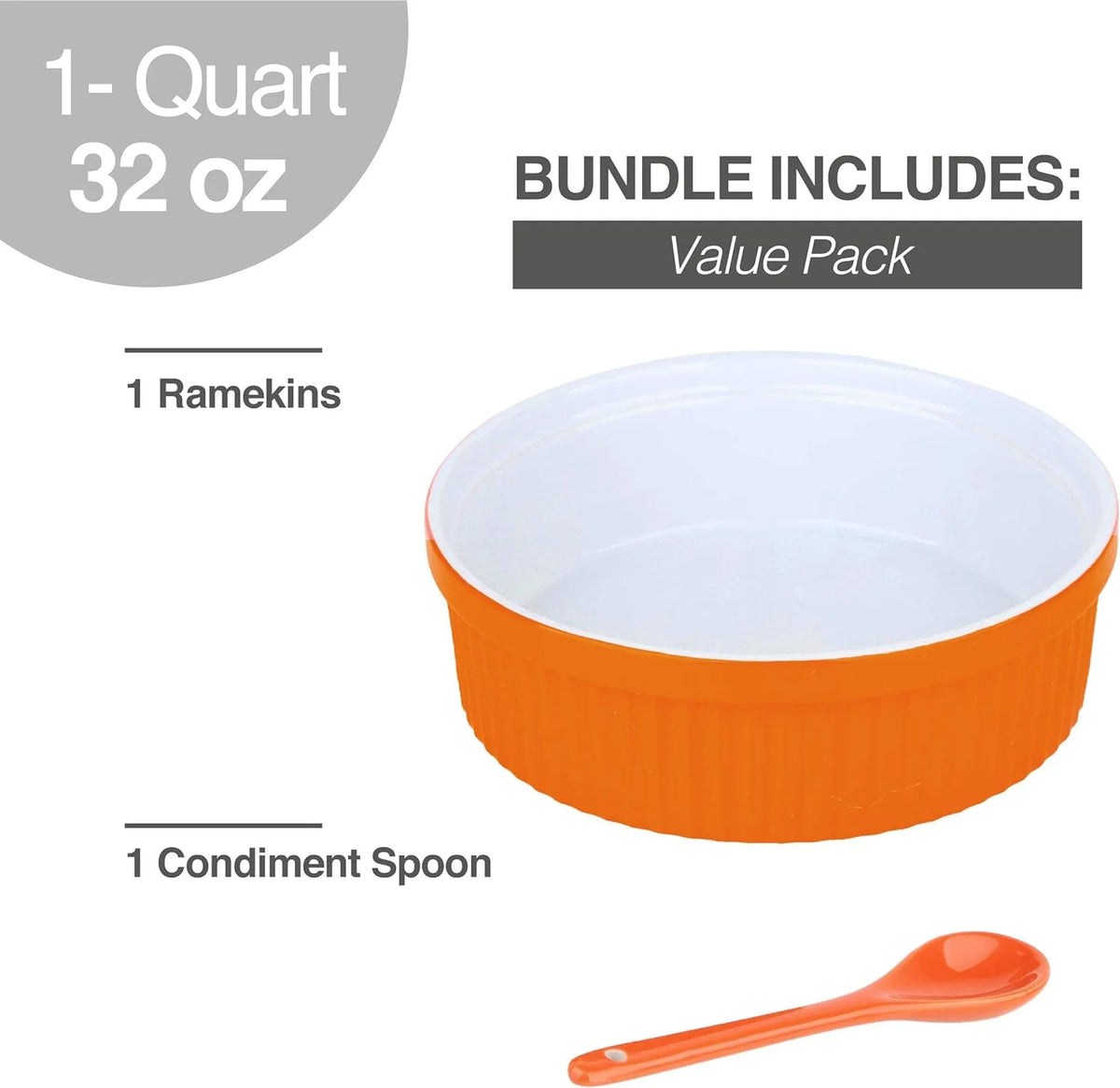 32 Oz Ceramic Oven Safe Souffle Dish Ramekins D45883